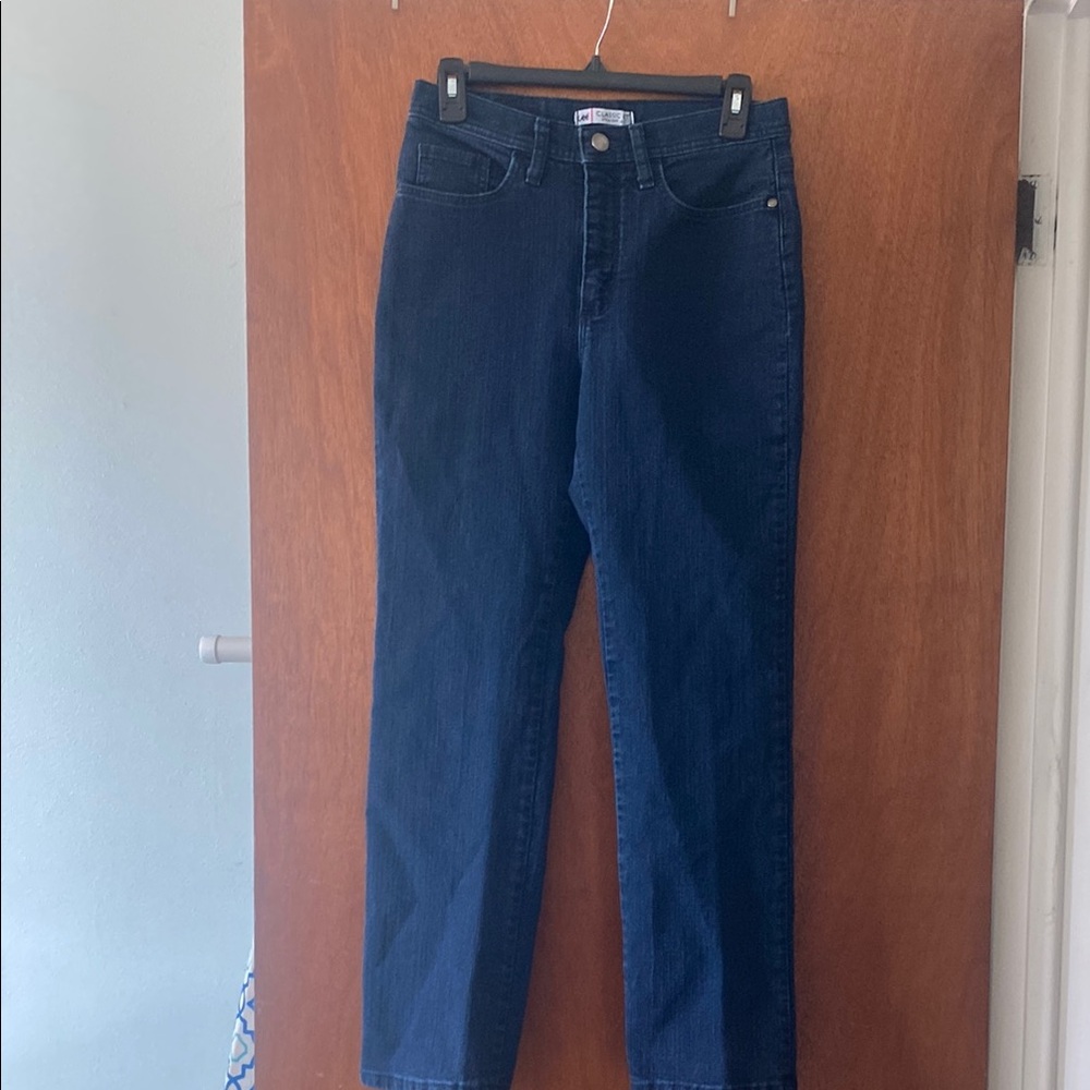 LEE Classic Fit Blue Straight Leg Jeans with High Waist, 6 short